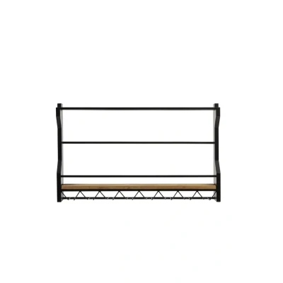Afbeelding van Light&amp;living Wijnrek 80x12x48 cm MUSCAN zwart+hout naturel