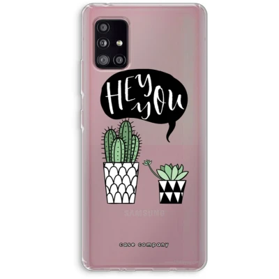 Afbeelding van Case Company® hoesje geschikt voor Samsung Galaxy A51 5G Hey you cactus Soft Cover Telefoonhoesje Bescherming aan alle Kanten en Schermrand