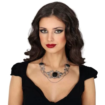 Afbeelding van Halloween Verkleedsieraad Halsketting Black Stone