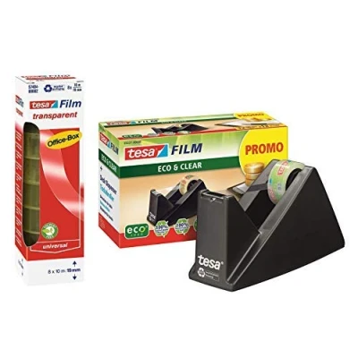 Afbeelding van tesa Easy Cut® Economy EcoLogo® Tafeldispenser met 1 Tesafilm® rol/bureaubesparingsset (1 x dispenser + 8 extra rollen)