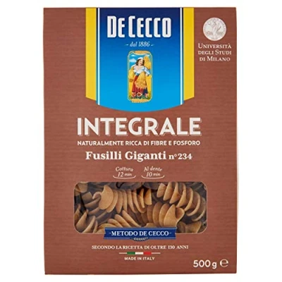 Afbeelding van De Cecco Fusilli Giganti Nr. 234 Integrali volkorenpasta, 500 g, 6 stuks