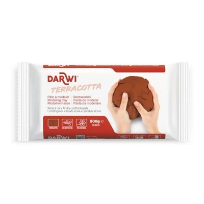Image de DARWI DA0810500000C Un Pain de Pâte à Modeler Naturelle Malléable séchage l&#039;air libre TERRACOTTA 500G Prête l&#039;emploi Autodurcissante Pour Enfants et Adultes