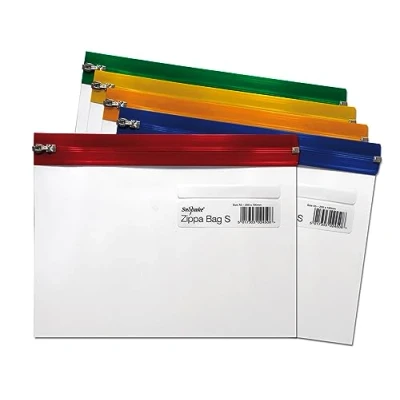 Afbeelding van Snopake 5 stuks hoezen met ritssluiting, S, transparant, verschillende kleuren, 255 x 190 mm, A5