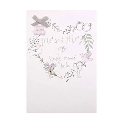 Afbeelding van Hallmark Huwelijksfelicitatiekaart Mrs &amp; eigentijds design met stenen en linten