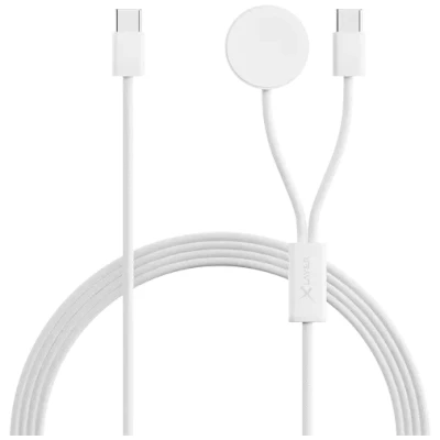 Afbeelding van XLayer 2 in 1 USB Oplaadkabel C &amp; Oplader voor Apple Watch 1,5m Wit