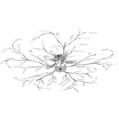 Afbeelding van Plafondlamp met acryl kristallen bladarmen voor 5xE14 wit