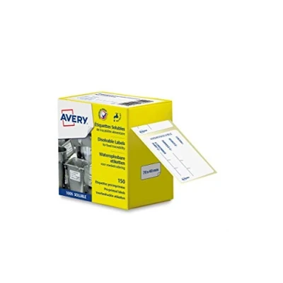 Afbeelding van AVERY rol van 150 in water oplosbare voorbedrukte traceerbaarheidslabels voor voedsel, 70 x 40 mm