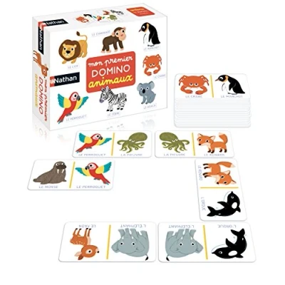 Afbeelding van Nathan Mijn eerste Domino dieren Ontwikkelt het geheugen en leren van Educatief spel Speelt alleen of met gezin Voor kinderen vanaf 2 jaar