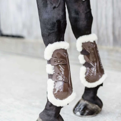 Afbeelding van Kentucky Peesbeschermer Bamboo Elastic Vegan Sheepskin Bruin XS