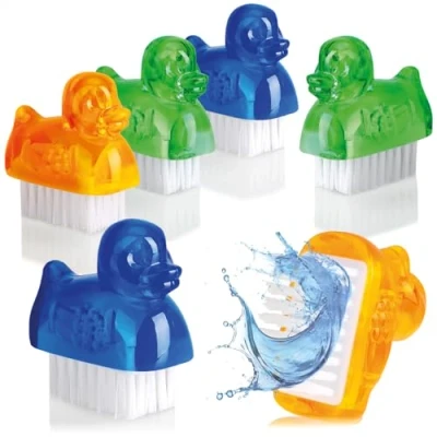 Afbeelding van COM FOUR® 6 x mini handwasborstels in eendendendendesign, nagelborstel voor het reinigen van de handen