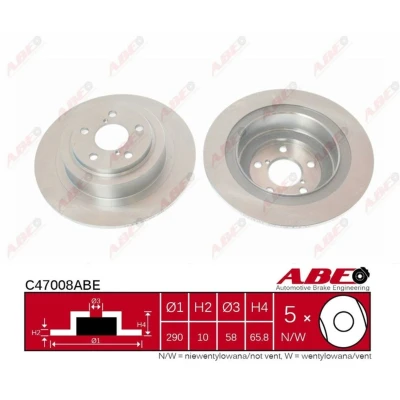 Afbeelding van ABE C47008ABE Remschijf Achteras 290 10 5 volledig SUBARU: Forester I