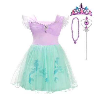 Afbeelding van Lito Angels Prinsessenjurk voor kinderen, zeemeermin jurk, Ariel kostuum, Halloween, cosplay, feestjurk, up rok met accessoires, 4 5 jaar, paars, 265