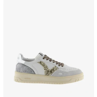 Afbeelding van Sneakers White Split Leather Glitter Leopard