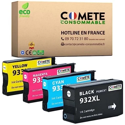 Image de COMETE 932XL/933XL 4 Cartouches d&#039;encre compatibles pour HP Marque française