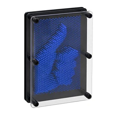 Afbeelding van Relaxdays pin art 3D spijkerspel gekleurde pinnen afdrukken pinpression blauw