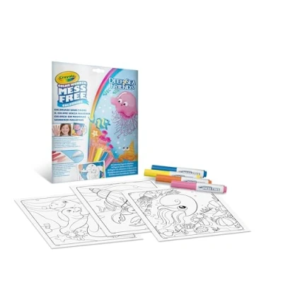 Afbeelding van Crayola Color Wonder, schilderset met 18 pagina&#039;s om in te kleuren en 4 viltstiften tegen vlekken, over het thema Zeevrienden, creatieve activiteit voor kinderen, 3,4,5 jaar, 75 2667