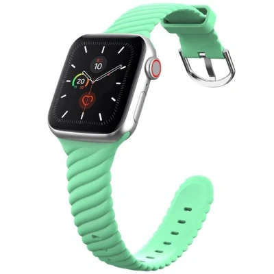 Afbeelding van Apple Watch Siliconen &#039;Twist&#039; bandje Zee groen Geschikt voor 38mm / 40mm 41mm