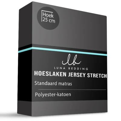Afbeelding van Hoeslaken Jersey Stretch Grijs 190x200 Cm Luna Bedding Dekbed Discounter.nl