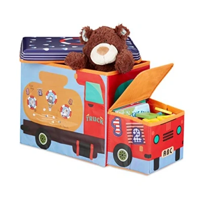 Afbeelding van Relaxdays speelgoedkist opvouwbaar opbergbox kind opbergruimte hocker Sea Life