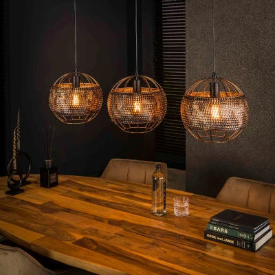 Afbeelding van Monty hanglamp 3L Ø30 cm zwart/bruin