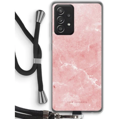 Afbeelding van Case Company® hoesje met Koord geschikt voor Samsung Galaxy A52s 5G Roze marmer Telefoonhoesje Zwart Bescherming aan alle Kanten en Over de Schermrand