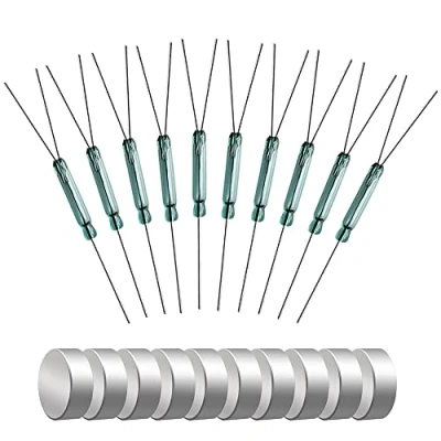 Afbeelding van Gebildet 10 stuks 3 polige glazen rietschakelaar, magnetische inductieschakelaar (2,5 mm x 14 mm) normaal open N/O N/C SPDT rietcontact + magneetstukken