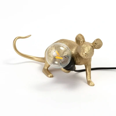 Afbeelding van SELETTI Mouse lamp LED decoratieve USB horizontaal goud