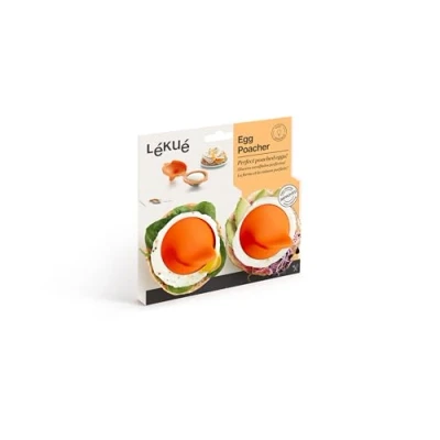 Afbeelding van Lékué Set Van 2 Eipocheerders Uit Silicone En Rvs Oranje