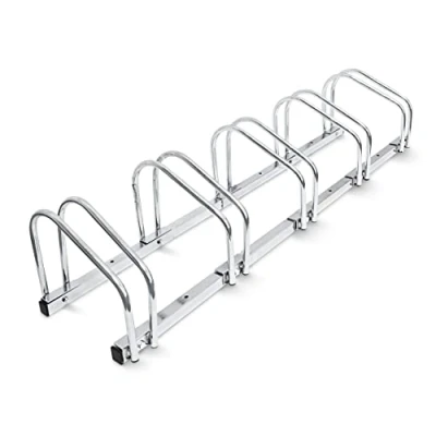Afbeelding van Relaxdays Fietsenrek 5 fietsen verchroomd staal 130 cm Fietsenstandaard Fiets standaard
