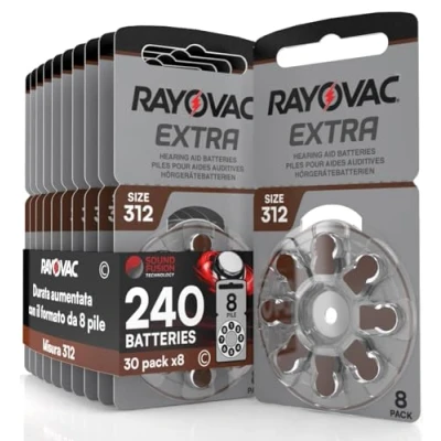 Afbeelding van Rayovac Extra Advanced 312, 240 gehoorbatterijen, 30 blisters met elk 8 batterijen