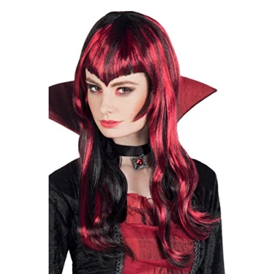 Afbeelding van Boland Pruik Vampire streaks Rood Golvend Lang Vrouwen Vampier Halloween en Horror