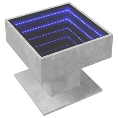 Image de vidaXL Table basse avec LED gris béton 50x50x45 cm bois d&#039;ingénierie847528