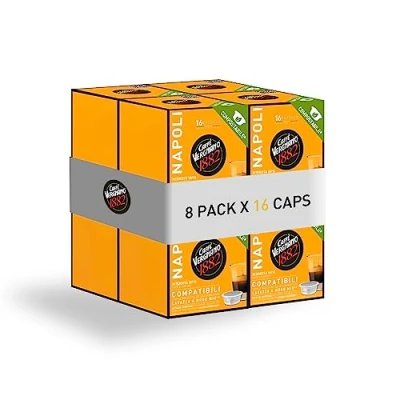 Afbeelding van Caffè Vergnano 1882 Compatibele koffiecapsules Lavazza a Modo Mio composteerbare koffiecapsules, 128 stuks, 1 kg