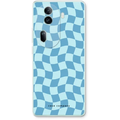 Afbeelding van Case Company® hoesje geschikt voor Oppo Reno 11 Pro Grid Blauw Soft Cover Telefoonhoesje Bescherming aan alle Kanten en Schermrand