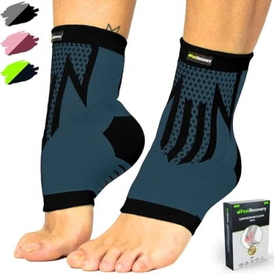 Afbeelding van 2 stuks enkelbeschermers voor dames en heren, compressiemouw hardlopen, voetbal, basketbal sport, verstuikte enkelband, plantaire fasciitis, achillespeesontsteking, ademend antislip