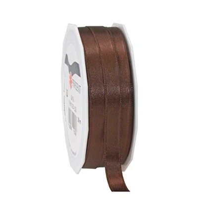 Image de C.E. Pattberg Ruban en satin marron pour emballage de cadeaux, 1 cm large, décoration et travaux manuels, toutes les occasions