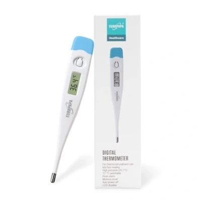 Afbeelding van EUROPAPA Digitale thermometer voor baby&#039;s, kinderen en volwassenen, orale thermometer, oksel of rectale waterdicht, met koortsalarm (lichtblauw)