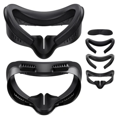 Afbeelding van Gezichtsbeschermingsmat voor Meta/Oculus Quest 3S, gezichtsinterface, houder PU leer, schuim, compatibel met Quest3S vervangend gezichtspad (zwart)