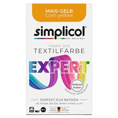 Image de simplicol Teinture textile expert jaune maïs Parfait pour le batik et les projets de bricolage créatifs Facile à utiliser Poudre couleur 150 g