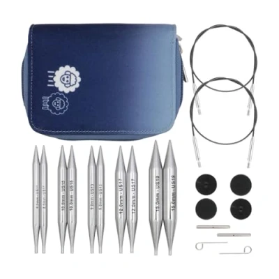 Afbeelding van KnitPro Nova Verwisselbare naaldenset 5 paar 13 cm rondbreinaalden met Chunky accessoires voor beginners, professionals en geschenkdoos