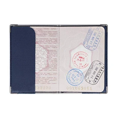 Afbeelding van Color pop® paspoortbescherming, RFID bescherming, gemaakt in Frankrijk, van pvc, bescherming persoonlijke gegevens, 13,4 x 9,6 cm, marineblauw, 0,4 klassiek, Marinier, klassiek