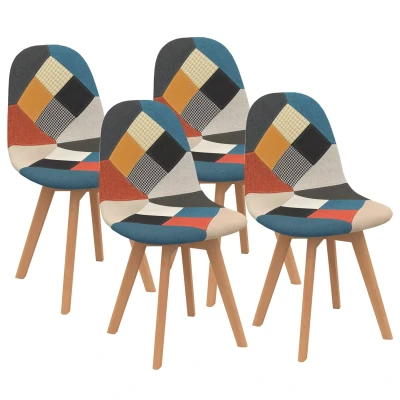 Afbeelding van Lot de 4 chaises scandinaves SARA motifs patchworks multi couleurs