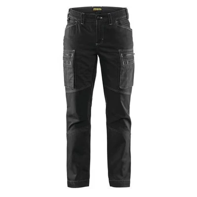 Image de Pantalon services stretch femme noir, lavage industriel