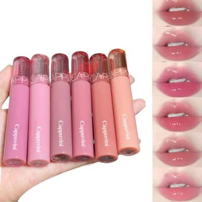 Afbeelding van Baorder 6 stuks hydraterende lipgloss, getinte lippenbalsemset, vloeibare spiegelende lippenstift met water, hydraterend, langdurig, glinsterend