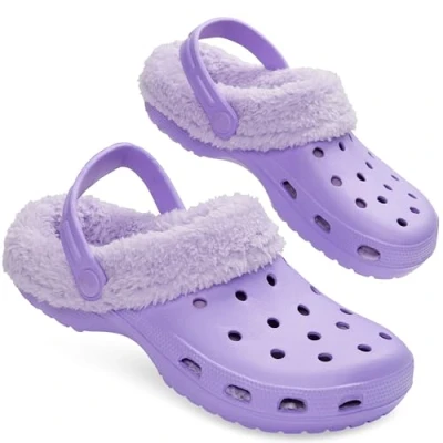 Afbeelding van CityComfort Klassieke met fleece gevoerde winterklompen voor dames en tieners, warme tuinschoenen om aan te trekken riem, Paars.