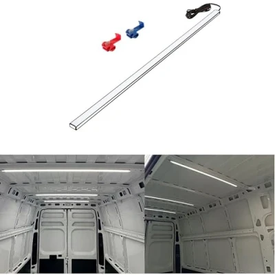 Afbeelding van QLS Led kofferbakverlichting, 100 cm, mat wit, voor auto, camper, bestelwagen, bus, caravan, boot, keuken, slaapkamer