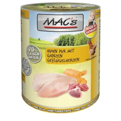 Afbeelding van 6x400g Kip Puur met Gevogelteharten MAC&#039;s Kattenvoer