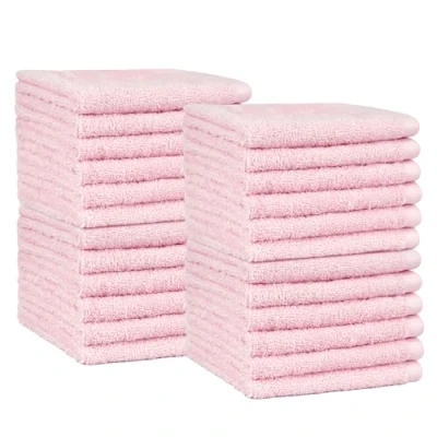Afbeelding van Amazon Basics 24 stuks washandjes katoen bloemen roze