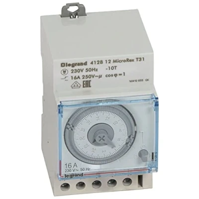 Afbeelding van Legrand, MicroRex 412812 mechanische timer T31 met 24 uurs programma (serie inbouwtimer voor DIN rail, 3 modules)
