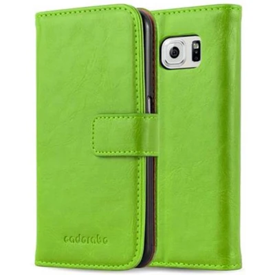 Afbeelding van Cadorabo Hoesje geschikt voor Samsung Galaxy S6 in GRAS GROEN Beschermhoes met magnetische sluiting, standfunctie en kaartvakje Book Case Cover Etui